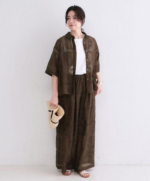 OPAQUE.CLIP / オペーク ドット クリップ パンツ | カットワーク刺繍イージーワイドパンツ／セットアップ対応可【洗濯機OK】 | 詳細12