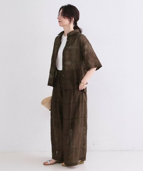 OPAQUE.CLIP / オペーク ドット クリップ パンツ | カットワーク刺繍イージーワイドパンツ／セットアップ対応可【洗濯機OK】 | 詳細13