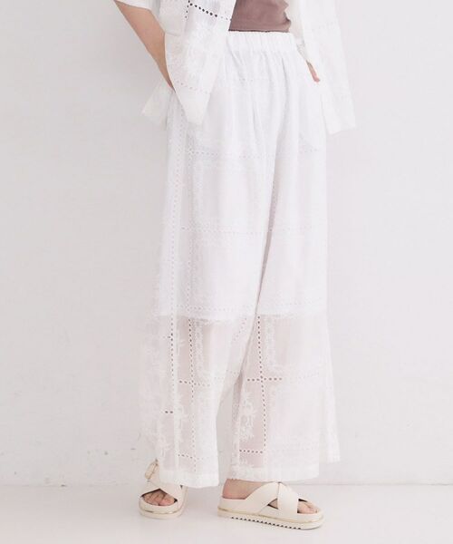OPAQUE.CLIP / オペーク ドット クリップ パンツ | カットワーク刺繍イージーワイドパンツ／セットアップ対応可【洗濯機OK】 | 詳細2