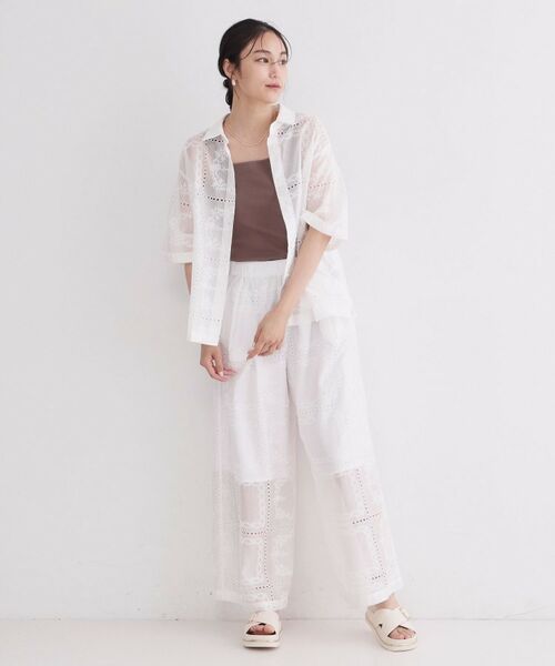 OPAQUE.CLIP / オペーク ドット クリップ パンツ | カットワーク刺繍イージーワイドパンツ／セットアップ対応可【洗濯機OK】 | 詳細5