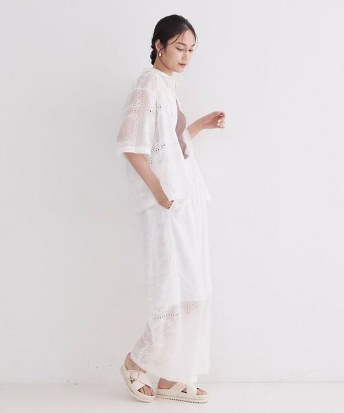 OPAQUE.CLIP / オペーク ドット クリップ パンツ | カットワーク刺繍イージーワイドパンツ／セットアップ対応可【洗濯機OK】 | 詳細6