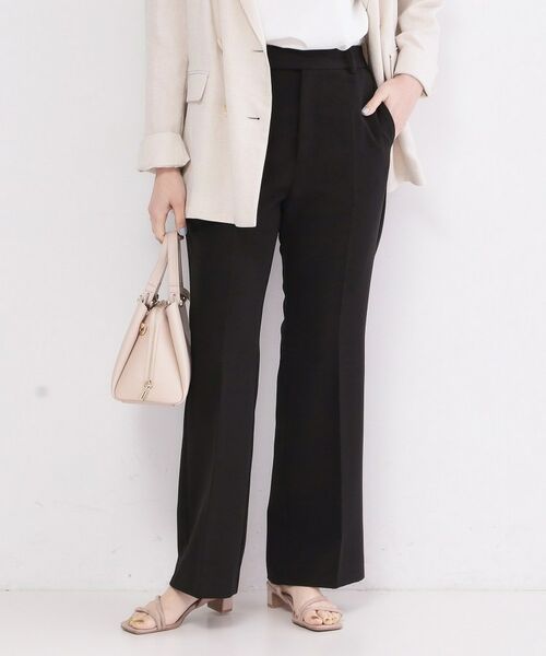 OPAQUE.CLIP / オペーク ドット クリップ パンツ | ストレッチフレアパンツ【洗濯機OK／イージーアイロン】（ブラック(019)）