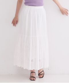 OPAQUE.CLIP / オペーク ドット クリップ ロング・マキシ丈スカート | カットワークレースギャザーマキシスカート【洗濯機OK】