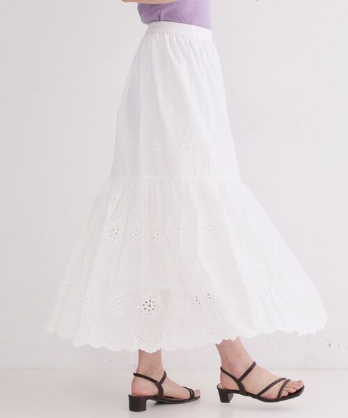 OPAQUE.CLIP / オペーク ドット クリップ ロング・マキシ丈スカート | カットワークレースギャザーマキシスカート【洗濯機OK】 | 詳細1