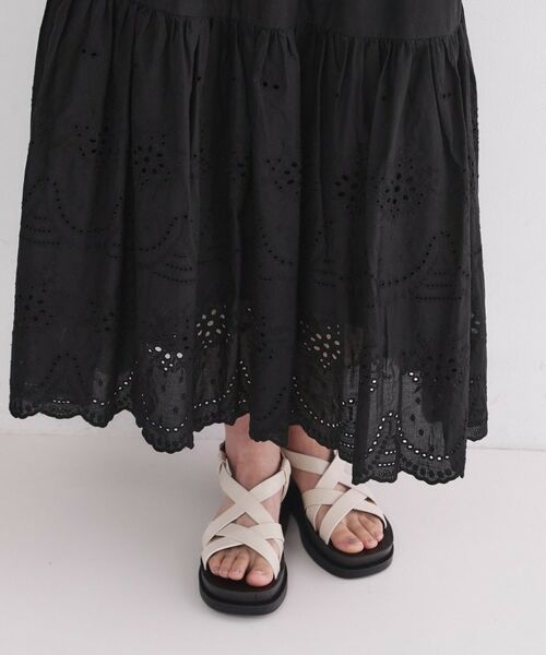 OPAQUE.CLIP / オペーク ドット クリップ ロング・マキシ丈スカート | カットワークレースギャザーマキシスカート【洗濯機OK】 | 詳細13