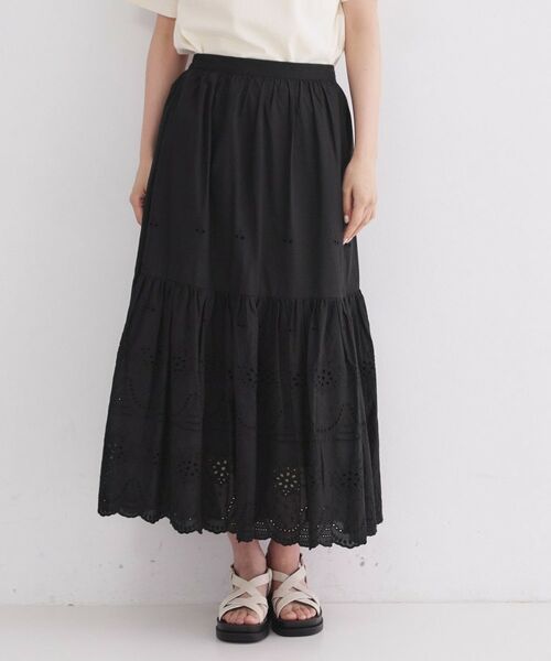 OPAQUE.CLIP / オペーク ドット クリップ ロング・マキシ丈スカート | カットワークレースギャザーマキシスカート【洗濯機OK】 | 詳細9