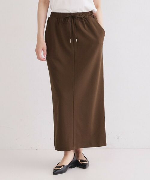 OPAQUE.CLIP / オペーク ドット クリップ ロング・マキシ丈スカート | UV カットソーイージータイトスカート／セットアップ対応可【洗濯機OK】（ブラウン(043)）