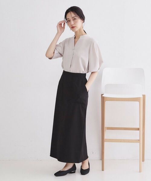 OPAQUE.CLIP / オペーク ドット クリップ ロング・マキシ丈スカート | ストレッチリネンライクタイトスカート【洗濯機OK】 | 詳細3