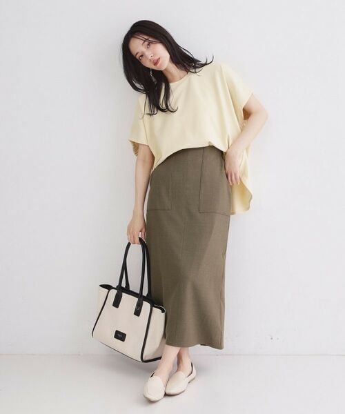 OPAQUE.CLIP / オペーク ドット クリップ ロング・マキシ丈スカート | ストレッチリネンライクタイトスカート【洗濯機OK】 | 詳細6