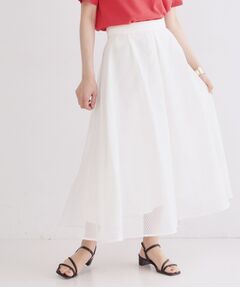 OPAQUE.CLIP / オペーク ドット クリップ ロング・マキシ丈スカート | プリントアソートメッシュフレアスカート【洗濯機OK】