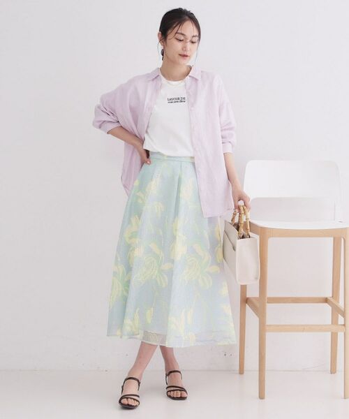 OPAQUE.CLIP / オペーク ドット クリップ ロング・マキシ丈スカート | プリントアソートメッシュフレアスカート【洗濯機OK】 | 詳細10