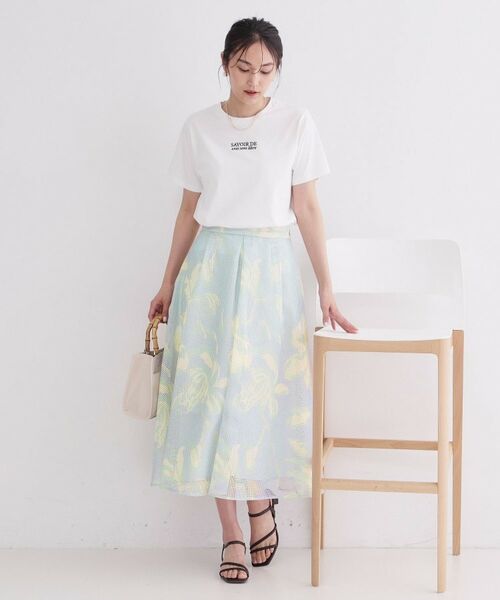 OPAQUE.CLIP / オペーク ドット クリップ ロング・マキシ丈スカート | プリントアソートメッシュフレアスカート【洗濯機OK】 | 詳細11