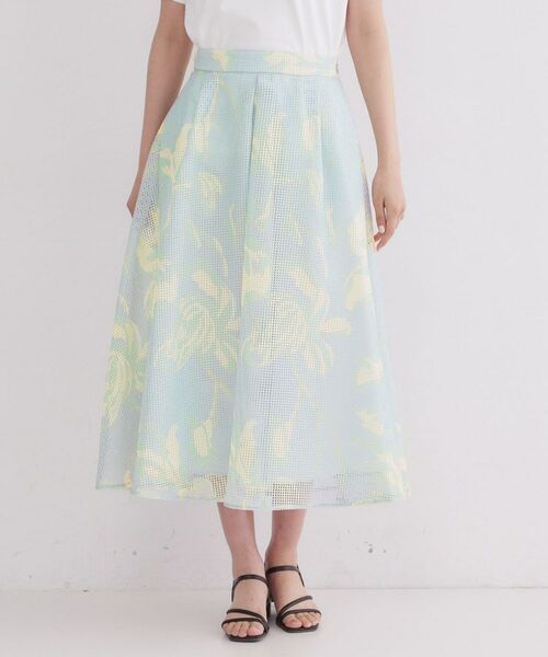 OPAQUE.CLIP / オペーク ドット クリップ ロング・マキシ丈スカート | プリントアソートメッシュフレアスカート【洗濯機OK】 | 詳細13