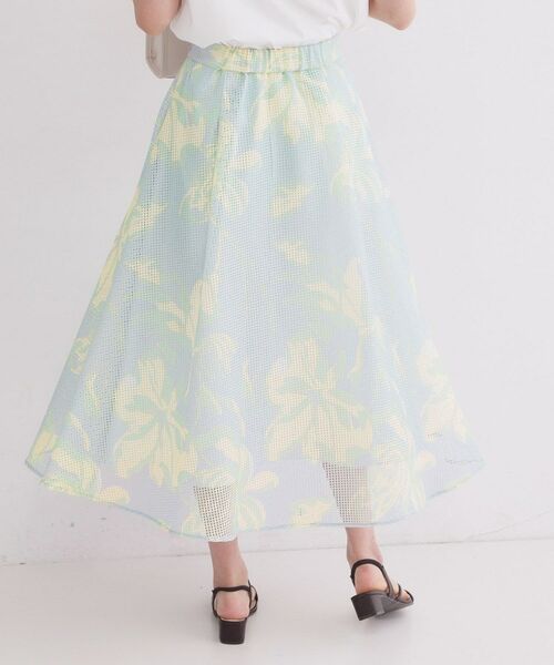 OPAQUE.CLIP / オペーク ドット クリップ ロング・マキシ丈スカート | プリントアソートメッシュフレアスカート【洗濯機OK】 | 詳細9