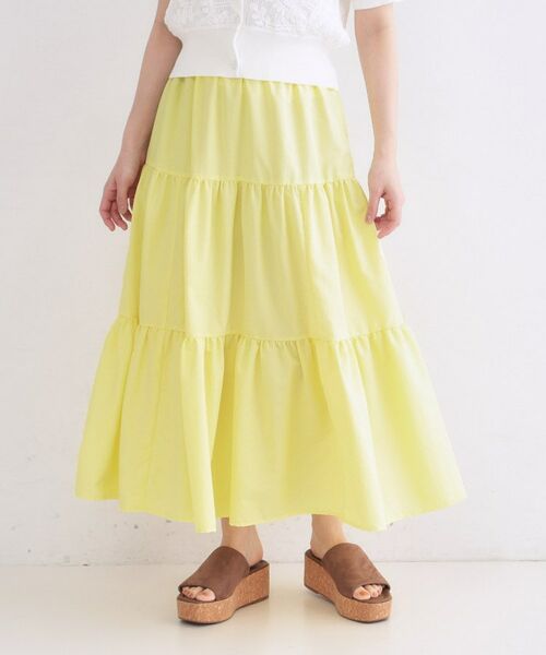 OPAQUE.CLIP / オペーク ドット クリップ ロング・マキシ丈スカート | ティアードロングスカート【洗濯機OK】（ライトイエロー(030)）