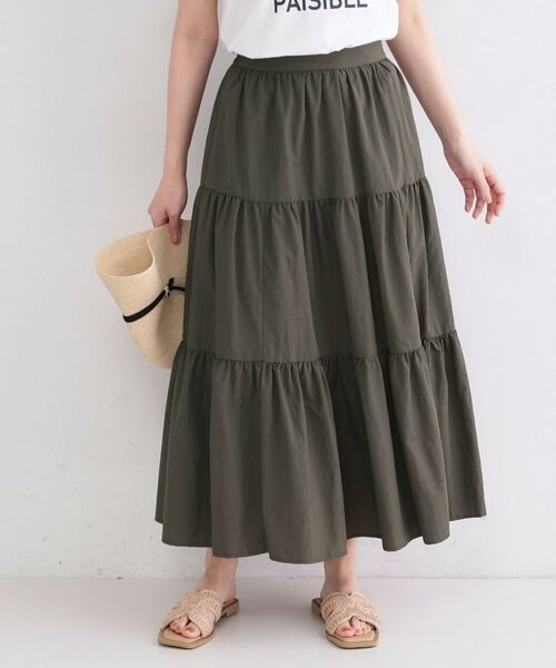 OPAQUE.CLIP / オペーク ドット クリップ ロング・マキシ丈スカート | ティアードロングスカート【洗濯機OK】（モカブラウン(042)）