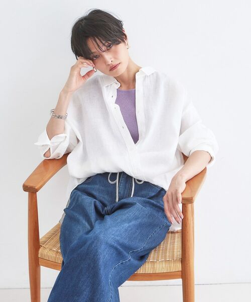 OPAQUE.CLIP / オペーク ドット クリップ シャツ・ブラウス | フレンチリネンシャツ【洗濯機OK】（ホワイト(001)）