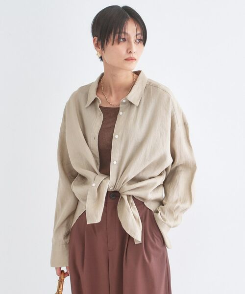 OPAQUE.CLIP / オペーク ドット クリップ シャツ・ブラウス | フレンチリネンシャツ【洗濯機OK】（ベージュ(052)）