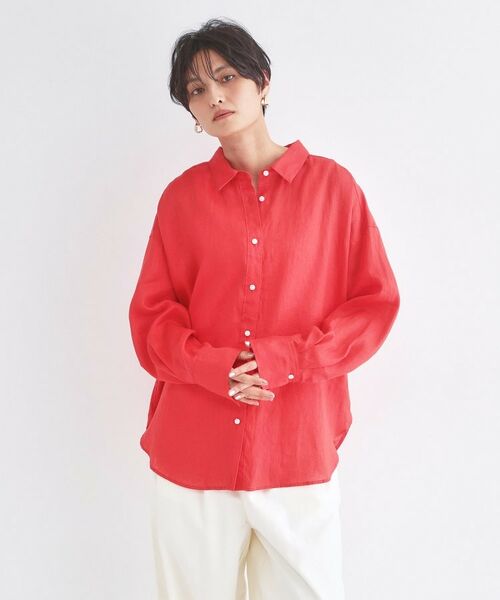 OPAQUE.CLIP / オペーク ドット クリップ シャツ・ブラウス | フレンチリネンシャツ【洗濯機OK】（レッド(061)）