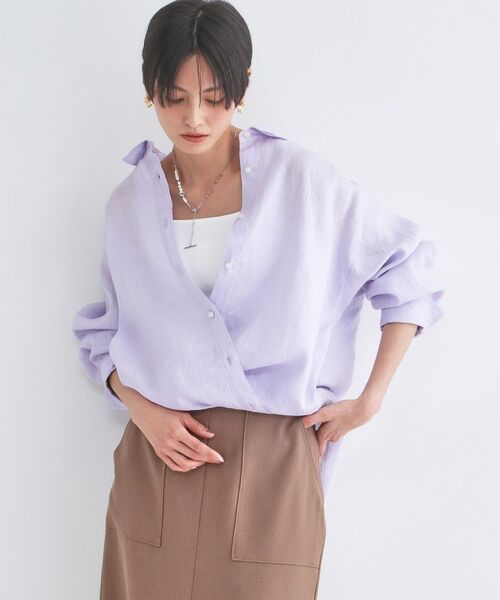 OPAQUE.CLIP / オペーク ドット クリップ シャツ・ブラウス | フレンチリネンシャツ【洗濯機OK】（ラベンダー(080)）