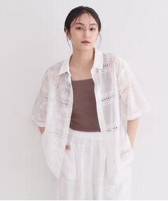 OPAQUE.CLIP / オペーク ドット クリップ シャツ・ブラウス | カットワーク刺繍ハーフスリーブシャツ／セットアップ対応可【洗濯機OK】