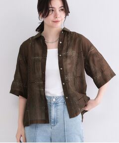 OPAQUE.CLIP / オペーク ドット クリップ シャツ・ブラウス | カットワーク刺繍ハーフスリーブシャツ／セットアップ対応可【洗濯機OK】