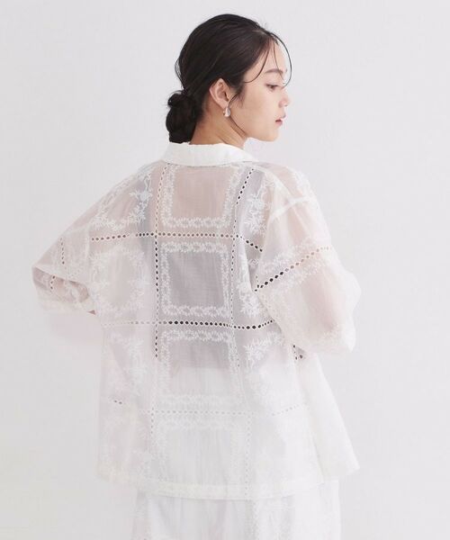 OPAQUE.CLIP / オペーク ドット クリップ シャツ・ブラウス | カットワーク刺繍ハーフスリーブシャツ／セットアップ対応可【洗濯機OK】 | 詳細1