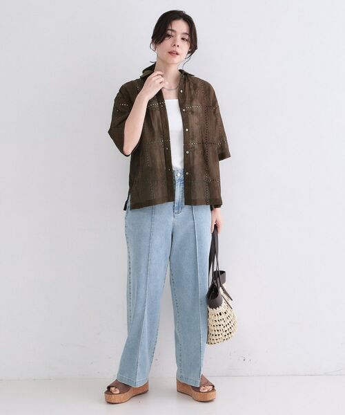 OPAQUE.CLIP / オペーク ドット クリップ シャツ・ブラウス | カットワーク刺繍ハーフスリーブシャツ／セットアップ対応可【洗濯機OK】 | 詳細10