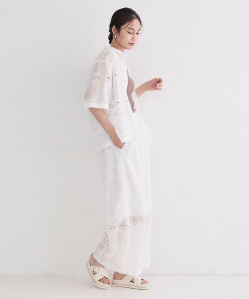 OPAQUE.CLIP / オペーク ドット クリップ シャツ・ブラウス | カットワーク刺繍ハーフスリーブシャツ／セットアップ対応可【洗濯機OK】 | 詳細4