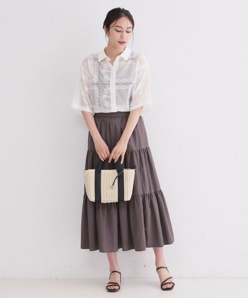 OPAQUE.CLIP / オペーク ドット クリップ シャツ・ブラウス | カットワーク刺繍ハーフスリーブシャツ／セットアップ対応可【洗濯機OK】 | 詳細5