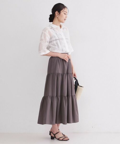 OPAQUE.CLIP / オペーク ドット クリップ シャツ・ブラウス | カットワーク刺繍ハーフスリーブシャツ／セットアップ対応可【洗濯機OK】 | 詳細6