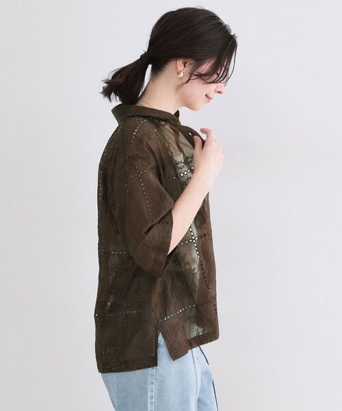 OPAQUE.CLIP / オペーク ドット クリップ シャツ・ブラウス | カットワーク刺繍ハーフスリーブシャツ／セットアップ対応可【洗濯機OK】 | 詳細8