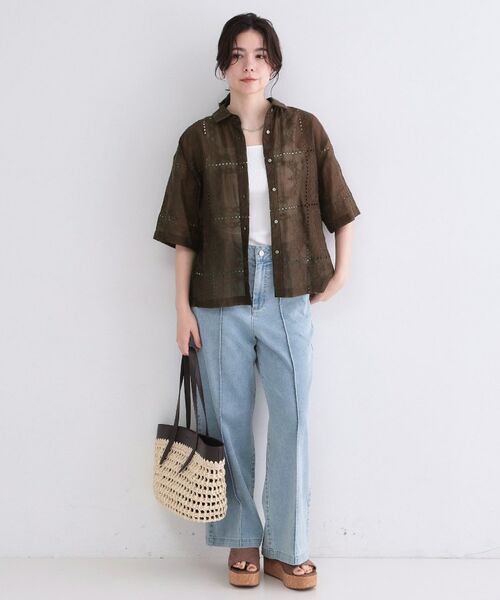 OPAQUE.CLIP / オペーク ドット クリップ シャツ・ブラウス | カットワーク刺繍ハーフスリーブシャツ／セットアップ対応可【洗濯機OK】 | 詳細9