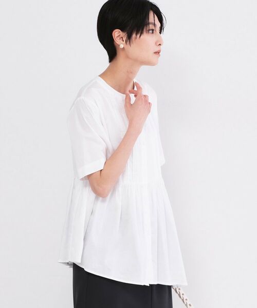 OPAQUE.CLIP / オペーク ドット クリップ シャツ・ブラウス | ピンタックアシメペプラムブラウス【洗濯機ＯＫ】 | 詳細1