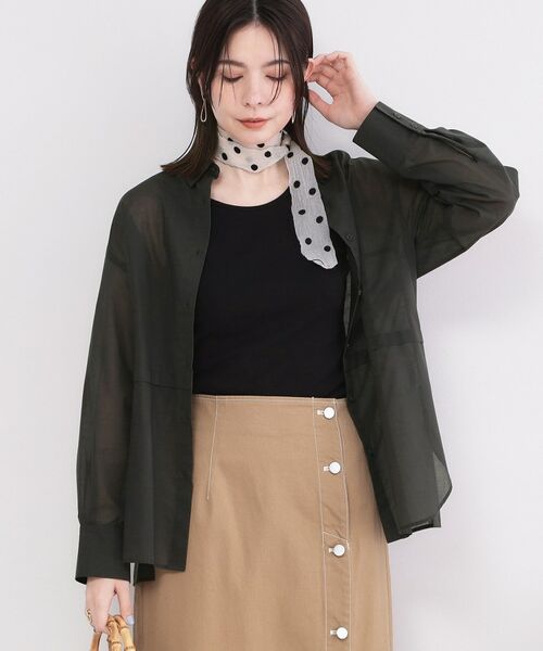 OPAQUE.CLIP / オペーク ドット クリップ シャツ・ブラウス | シアーローンシャツ【洗濯機OK】（チャコールグレー(014)）