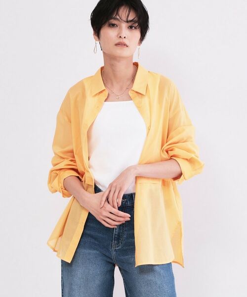 OPAQUE.CLIP / オペーク ドット クリップ シャツ・ブラウス | シアーローンシャツ【洗濯機OK】（オレンジ(066)）