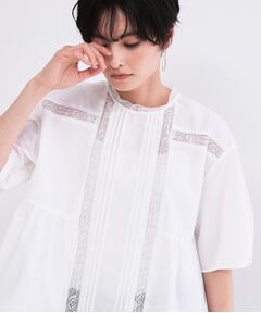 OPAQUE.CLIP / オペーク ドット クリップ シャツ・ブラウス | ピンタックレース ペプラムブラウス【洗濯機OK】