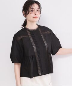 OPAQUE.CLIP / オペーク ドット クリップ シャツ・ブラウス | ピンタックレース ペプラムブラウス【洗濯機OK】