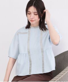 OPAQUE.CLIP / オペーク ドット クリップ シャツ・ブラウス | ピンタックレース ペプラムブラウス【洗濯機OK】