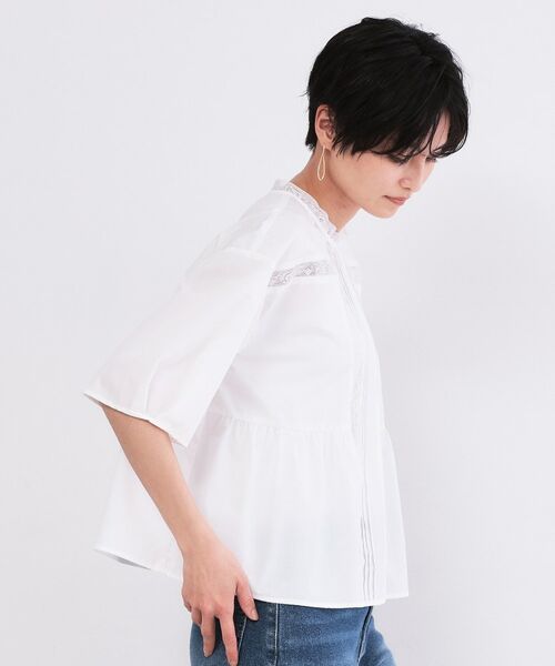 OPAQUE.CLIP / オペーク ドット クリップ シャツ・ブラウス | ピンタックレース ペプラムブラウス【洗濯機OK】 | 詳細1