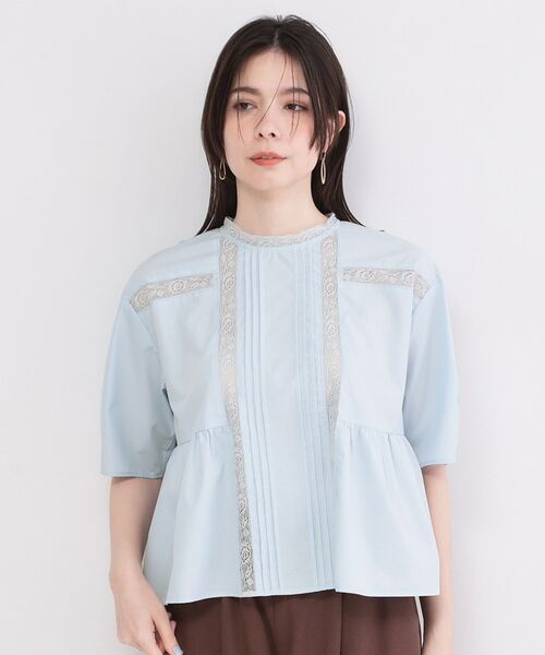 OPAQUE.CLIP / オペーク ドット クリップ シャツ・ブラウス | ピンタックレース ペプラムブラウス【洗濯機OK】 | 詳細13