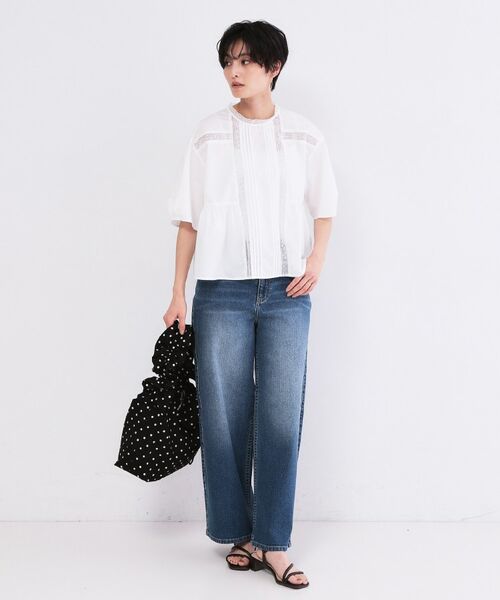 OPAQUE.CLIP / オペーク ドット クリップ シャツ・ブラウス | ピンタックレース ペプラムブラウス【洗濯機OK】 | 詳細2