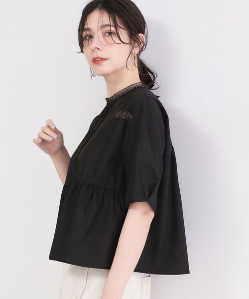 OPAQUE.CLIP / オペーク ドット クリップ シャツ・ブラウス | ピンタックレース ペプラムブラウス【洗濯機OK】 | 詳細5