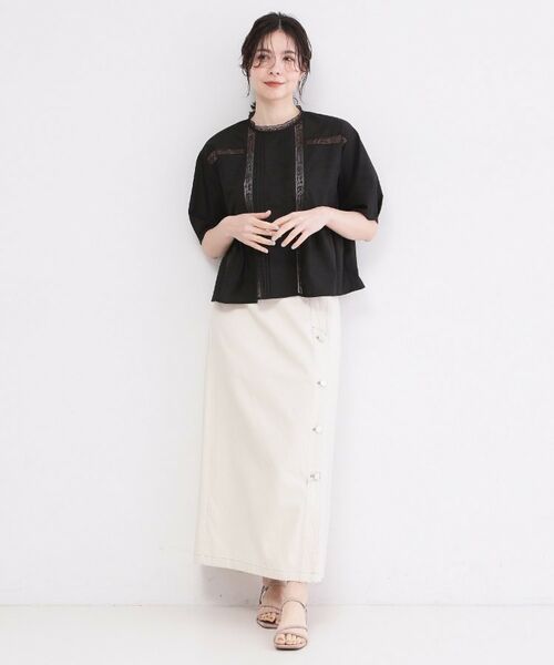 OPAQUE.CLIP / オペーク ドット クリップ シャツ・ブラウス | ピンタックレース ペプラムブラウス【洗濯機OK】 | 詳細6