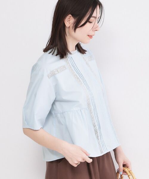 OPAQUE.CLIP / オペーク ドット クリップ シャツ・ブラウス | ピンタックレース ペプラムブラウス【洗濯機OK】 | 詳細9