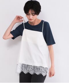 OPAQUE.CLIP / オペーク ドット クリップ キャミソール・チューブトップ | 裾レースサテンキャミブラウス【洗濯機OK】