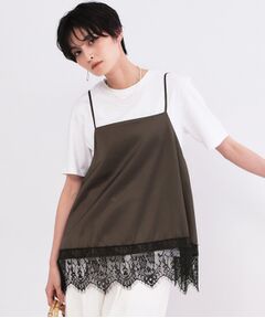 OPAQUE.CLIP / オペーク ドット クリップ キャミソール・チューブトップ | 裾レースサテンキャミブラウス【洗濯機OK】