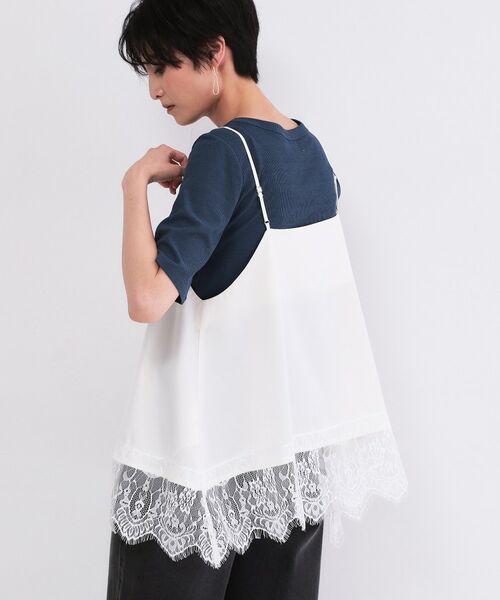 OPAQUE.CLIP / オペーク ドット クリップ キャミソール・チューブトップ | 裾レースサテンキャミブラウス【洗濯機OK】 | 詳細1