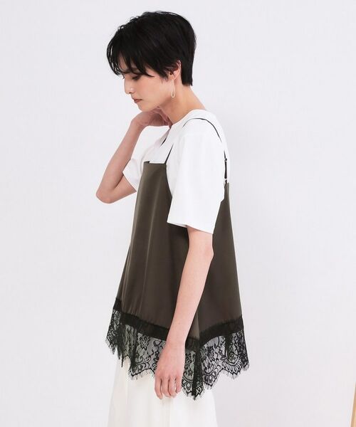 OPAQUE.CLIP / オペーク ドット クリップ キャミソール・チューブトップ | 裾レースサテンキャミブラウス【洗濯機OK】 | 詳細10