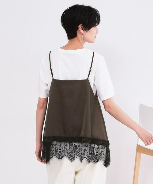 OPAQUE.CLIP / オペーク ドット クリップ キャミソール・チューブトップ | 裾レースサテンキャミブラウス【洗濯機OK】 | 詳細11